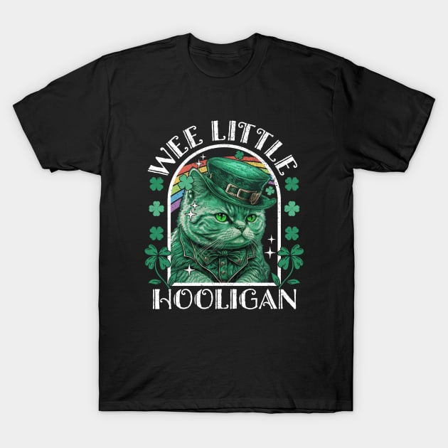 Wee Little Hooligan Cat Leprechaun T-Shirt by Wasabi Snake